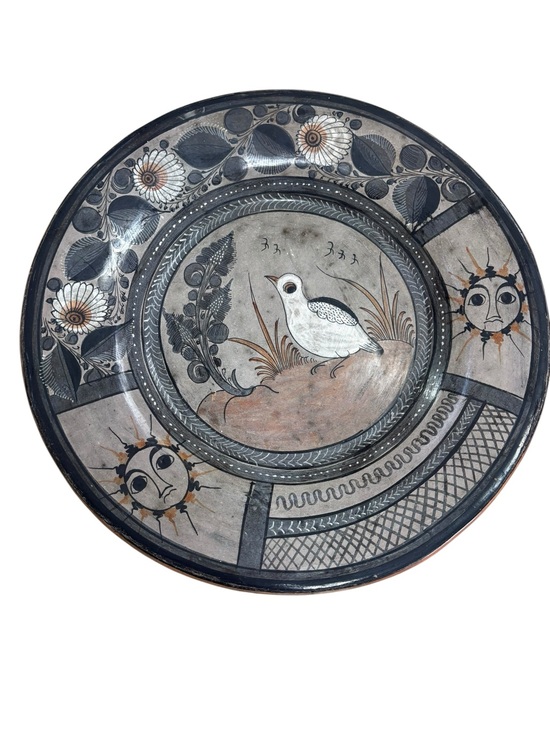 Vintage Other - Vintage Mexican Melchor Hanging Charger Plate Tonala Folk Art Pottery 11.5 in